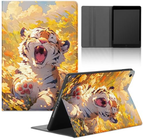 Carino Tablet Cover per Apple iPad 10 Generation 2022 10,9, Cartoon Anime Animale Tigre Manga Disegni con Funzione Pelle PU Holder Flip con Ultra Sottile Antiurto Regolabile Protezione Case, Animale