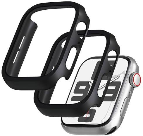 GEEDOOWIN 2 Stück [Nein Displayschutz] Schutzhülle für Apple Watch SE 3 (2025) / SE2 / SE/Series 6/5/4 40mm, Ultradünne Rundum Rahmen Stoßstange hülle, Schockfest Hart PC Gehäuse Schutz, schwarz