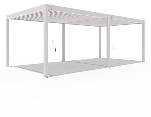 Weide Deluxe Pavillon 3,6x7,2 m stabil aus Aluminium - Pergola freistehend mit Lamellendach - Garten Sonnenschutz - Wetterbeständig wasserdicht Winterfest - Gartenpavillon in Ivory Sand