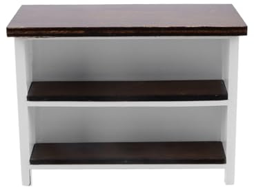Durlo Mesa De Cocina En Miniatura Para Casa De Muñecas 1:12, Para Comedor, Restaurante, Moderna Mini Encimera De Cocina Con Estantes, Muebles De Madera