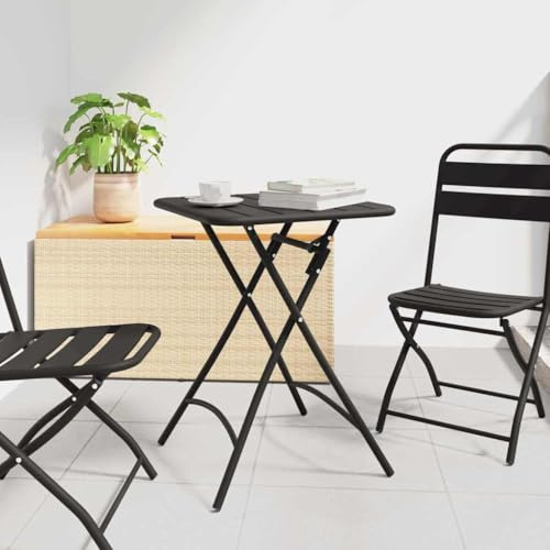 QUAHEAS Gartentisch Anthrazit 55x55x73 cm, Pulverbeschichteter Stahl, Faltbar, Quadratisch, Witterungsbeständig, für Balkon, Terrasse, Garten
