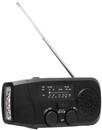 Yanmis Radio Solaire à Manivelle, Radio d'urgence, Batterie 2000 MAh AM FM WB Météo avec Lampe de Poche LED de Chargement USB de Type C pour Camping en Plein Air, Randonnée