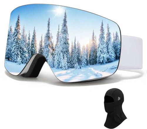 JQF Gear Skibrille für Unisex YH227 Snowboard Brille OTG | Skibrillen mit Anti-Rutsch Kopfband UV-Schutz Anti-Nebel Vollständig Plattiertes REVO Einstellbare,Ski Goggles für Skifahren