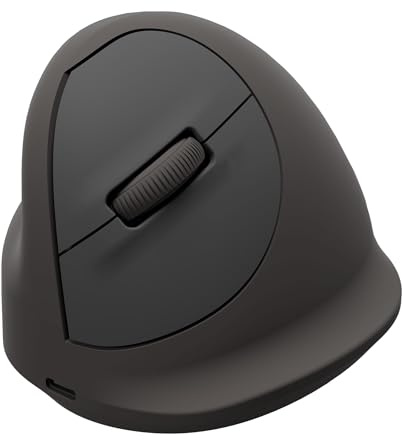 Fellowes Breyta Plus ergonomische Vertikalmaus – Groß, für Linkshänder, Bluetooth, kabelloser Dongle oder kabelgebunden, aus recyceltem Material, mit Microban-Schutz und wiederaufladbarem Akku.