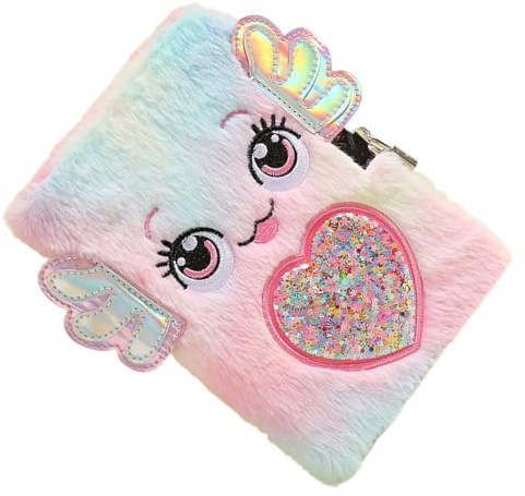 Gatuida Flauschiges Tagebuch für Mädchen mit Schloss Kuscheliges Notizbuch mit Plüscheinband Abschließbares Kawaii Notizbuch für Schule und Kreatives Journaling