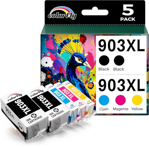 colorfly 903 XL 903 Kompatible Tintenpatronen für HP 903 Patrone für HP 903XL Tintenpatronen-Pack für HP Officejet 6950 6960 Officejet Pro 6960 6970 All-in-One-Drucker (5er-Pack)