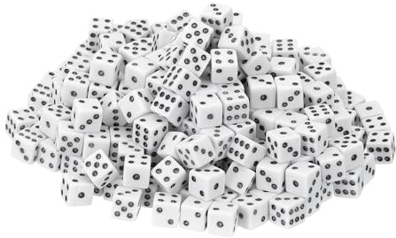 QUARKZMAN 500Pcs Mini Dadi, 8mm/0.31 Dadi Piccoli Acrilici A Sei Facce Con Punti Per Giochi Da Tavolo Party E Attività, Bianco/Nero