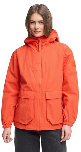 Navahoo Damen leichte wasserdichte Übergangsjacke kurze Jacke mit wasserdichtem Reißverschluss, Pattentaschen und verstellbarer Taillenweite Donnerwetter 14 S-3XL