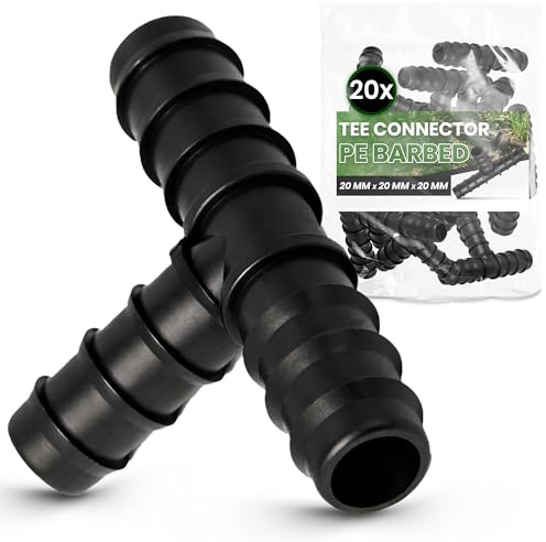 Instalguru 20x PE-Rohr T-Stück 20x20x20 mm T-Verbinder Tropfschlauch Wasser Kupplung Bewässerungssystem Schlauchverlängerung Fitting Für Tropfschlauch Perlschlauch Schläuche Wasserrohr
