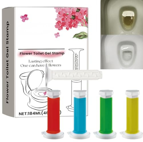 4PCS Toilet Stamp Gel,Floral-Scented Toilet Gel Stamps for Quick Cleaning&Lasting Freshness,Easy Apply Stick-On G/el Discs,Toilet Bowl Freshener and Air Freshener Gel,Keep Clean&Long-lasting Fragrance
