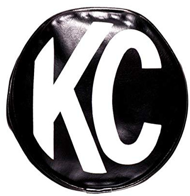 KC Hilites 5100 6 Round Black Vinyl Light Cover w/White Logo - Set of 2