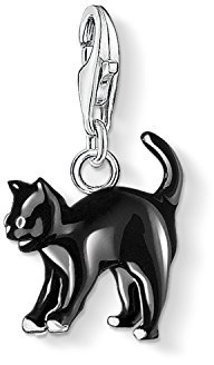 Thomas Sabo Damen Charm-Anhänger Katze schwarz Charm Club 925 Sterling Silber 0701-007-11