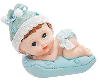 Tortenfigur Baby Junge auf Kissen 9cm Cake Topper Tortenaufsatz Tortendeko Kuchendeko Babyparty Deko/PartyDeco Boy Shape Cake Figurine Kommunion Dekoration Tischdekorationen