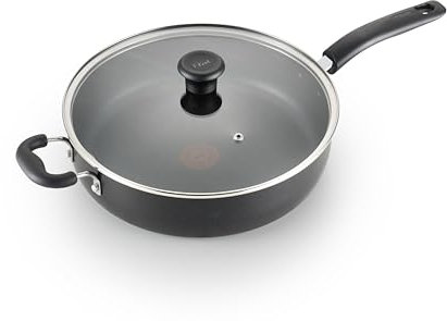 T-Fal Specialty Antihaft-Sautépfanne mit Glasdeckel, ofenfest, 100 °C, Kochgeschirr, Tiefe Bratpfanne mit Griff, Bratpfanne, Küche, Töpfe und Pfannen, spülmaschinenfest, schwarz