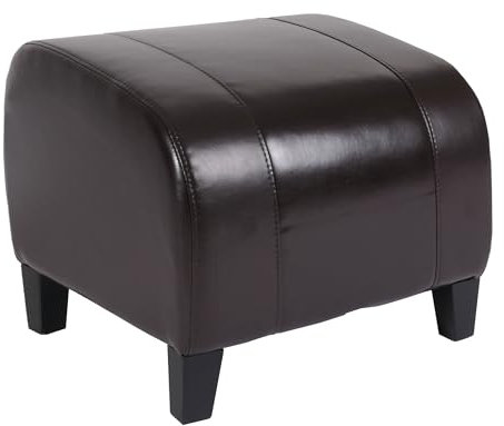 Mendler Hocker Sitzwürfel Sitzhocker Emmen, Leder + Kunstleder, 37x45x47 cm FSC®-Zertifiziert - braun
