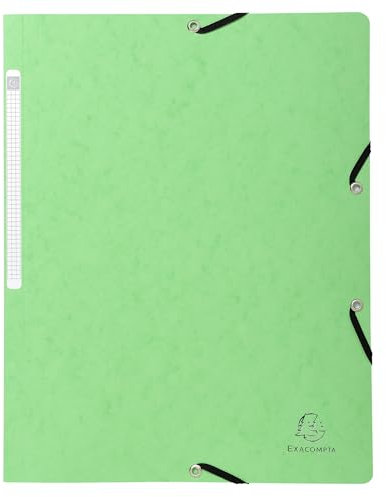 Exacompta 5563E 25er Pack Eckspanner-Mappe. Aus extra starkem Manila-Karton DIN A4 mit 2 Gummizügen und Rückenschild hellgrün Sammelmappe Dokumentenmappe