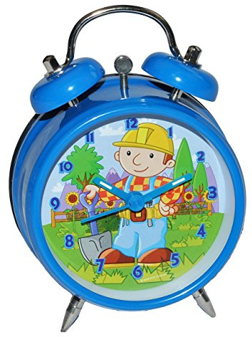 alles-meine.de GmbH Kinderwecker Bob der Baumeister - für Kinder Metall Wecker Analog - Alarm Kinderwecker Metallwecker - Baustelle Jungen Baufahrzeuge blau
