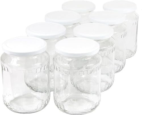 Wamat 720 ml Einweckgläser mit Deckel weiß Einmachgläser Vorratsgläser Einmachglas Weck (Menge: 48 Stück)