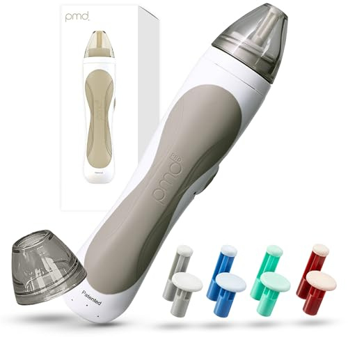 PMD Personal Microderm Pro – Mikrodermabrasion mit Kit für Gesicht und Körper – Peelingkristalle – Hohe und niedrige Geschwindigkeit – Taupe