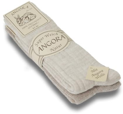 Sonia Originelli Angorasocken Wollstrümpfe dünn gestrickt, Farbe Beige-Braun, Größe 39-42, 2 Paar