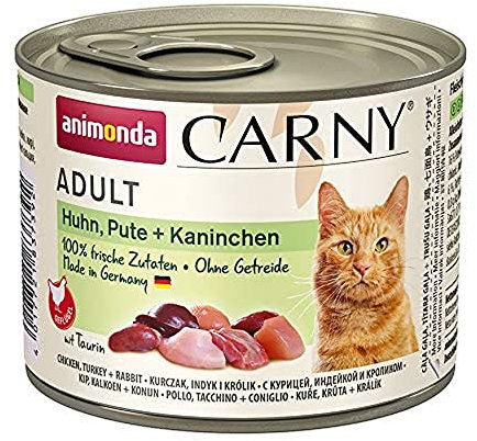animonda Carny Carny Adult Katzenfutter, Nassfutter für ausgewachsene Katzen, Huhn, Pute + Kaninchen, 6 x 200 g
