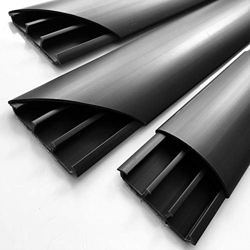 SCOS Smartcosat SCOSKK322 60 cm Habrund Kabelkanal (L x B x H 600 x 75 x 20 mm, PVC, Fußboden, Kanal, Selbstklebend) Graphit-schwarz