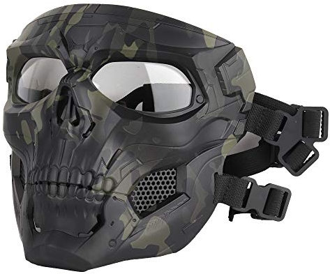 ATAIRSOFT Schädel Airsoft Integralhelm Maske Horror CS Halloween Schutz Maskerade Party Cosplay Outdoor Taktische Maske (MCBK)