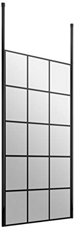 Hudson Reed BFCP090 Modern Bathroom Black Framed Free Standing Wetroom Screen with 2 Ceiling Posts, 900mm,