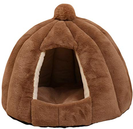 Beskie Pet Tent Cave Bed For Small Dogs Cats Kitty Pets Puppy Animals Removable Cushion Pumpkin Sleeping Bag Thick Fleece Warm Soft Cuddler Burrow House Hole Igloo Nest Cozy Bed