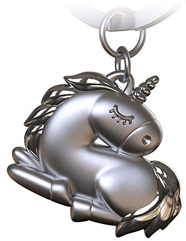 FABACH Porte-clés licorne endormi - Porte-bonheur pour femme - Pendentif licorne comme cadeau pour meilleure amie, partenaire, argenté, Taille unique, Fantasy