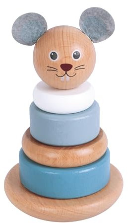 Lelin Lernspielzeug 10292 Holz Motorikspiel/Ringspiel Rat Stacker Steckspiel