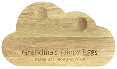 Dippy Eggs Cloud Shaped Personalised Egg Breakfast Board Eggy Soldiers Gift