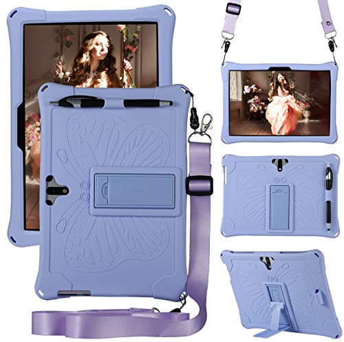 YHFZR Hülle für Qimaoo N10, Leicht Silikon Weich Kindgerechte Hülle mit Standfunktion für Qimaoo N10 Tablet 10 Zoll, Lila