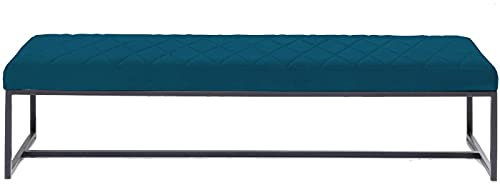 Kare Design Bank Smart Velvet, Petrol, Sitzbank, Polsterbank, Samtoptik, Stahl Gestell, 40x150x40 cm (H/B/T)