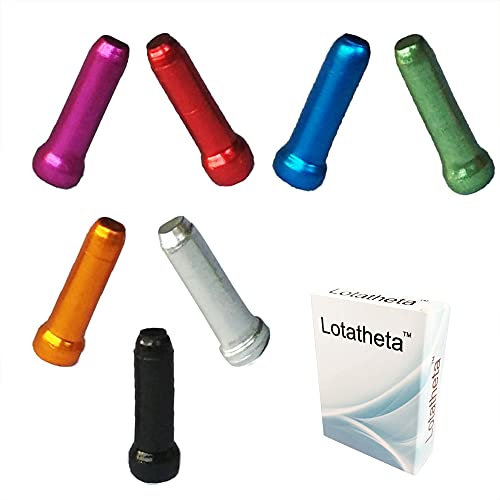 Lotatheta Cable End Crimps 1.8 mm Alloy Road Mountain Bicycle Bike Brake Tips Shifter 10 PCs for Each Color of Red Black Gold Silver Green Blue Purple (Total 70 PCs)