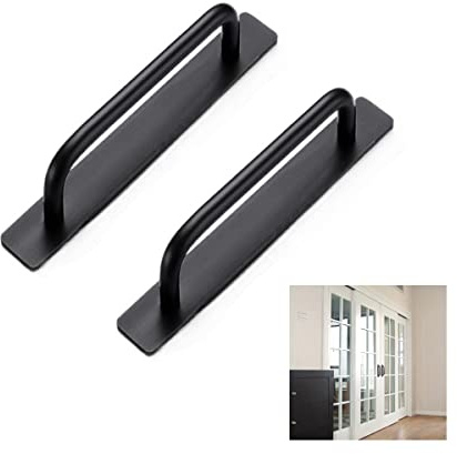 CcHhyyt 2 piezas Tiradores Autoadhesivos de Aluminio para Armarios Dormitorios Manija Autoadhesiva para Puerta y Ventana Baños Tiradores Para Cocina Muebles de Cocina(138 mm negro)