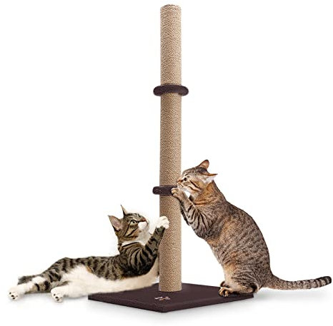 Supernic Cats Scratching Post Tall 89cm Cat Tree Cat Pet Vertical Climbing Resting Activity Tower with Soft Plush Carpet Covered Heavy Base and Sisal Pole for Kittens and Adult Cats (Brown)