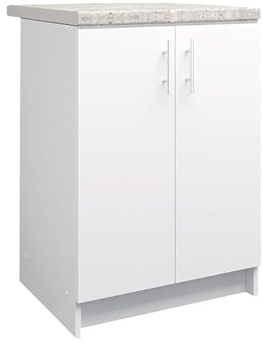 JD Greta Kitchen Base Cabinet – 600mm – Base Kitchen Unit (With 38mm Worktop) - White Matt