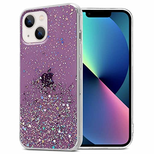 Cadorabo Custodia compatibile con Apple iPhone 13 MINI in Viola con Glitter - Custodia protettiva in silicone TPU con glitter scintillanti - Ultra Slim Back Cover Case