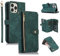 UEEBAI Case for iPhone 12/iPhone 12 Pro 6.1 inch, 9 Card Slots Retro Leather Wallet Shockproof Flip Cover with Hand Strap Card Slots Zipper Pocket Kickstand Handbag Magnetic Closure - Vintage Green