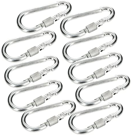 KOTARBAU® Set of 10 Fire Brigade Carabiner Hooks with Screw Closure for Ropes 100 x 10 mm Robust for Chains