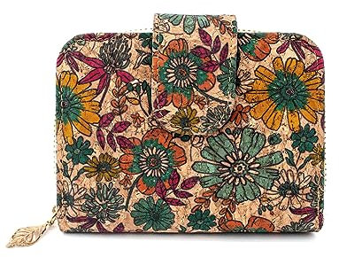 CorkAllin Kork Geldbörse für Damen – Vegane Portemonnaie Damen Geldbörsen mit Kartenhalter, Münzfach, Geldbeutel für Frauen, Kleines Zipper Brieftasche Kartenhalter mit RFID Blocke