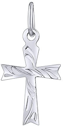 SILVEGO Unisex Anhänger aus Weißgold 14 Karat 585 Kreuz mit Gravierung