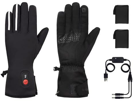 G-Heat - Beheizbare Fahrradhandschuhe - Gemischt - Reflektierend - Taktil - Winddicht - Wasserabweisend. Einsatzbereiche: Roller, Mountainbike, Rennrad... Lieferung mit Akkus und Ladekabel