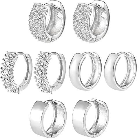 ALEXCRAFT Ohrringe Damen Cubic Zirkonia Chunky Hoops Ohrringe Set Für Mehrere Ohrlöcher Silver Twist Earrings