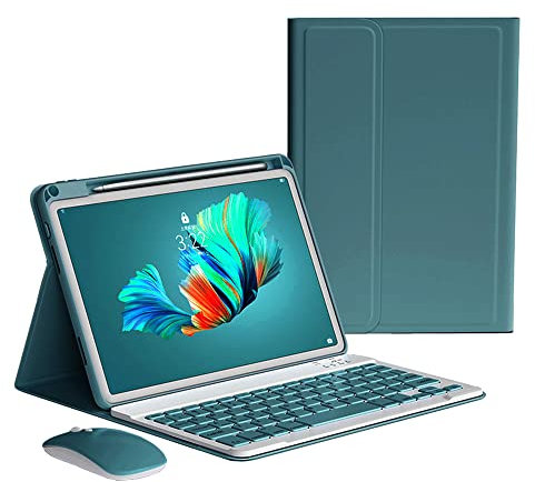 kaitesi Keyboard Case Mouse for iPad Air 11 inch 2025 2024 M3 M2/iPad Air 5 4 2022 2020 10.9 inch/Pro 11 (4th/3rd/2nd/1st Gen) Case with Magnetically Detachable Wireless Color Keyboard (Dark Green)