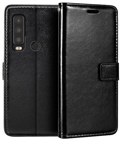 PU Leder Handyhülle Kompatibel mit CAT S75, Klapphülle mit Kartenfächern, Magnetverschluss und Rundumschutz mit Standfunktion (Schwarz)