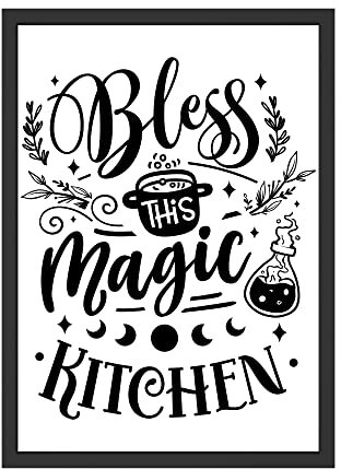 WBdesignz Bless This Magic Kitchen - Küchen Bild Kochen Poster Wandbild Wanddeko - Perfekte Dekoration und Geschenkidee für Köche und Bäcker (ohne Rahmen)