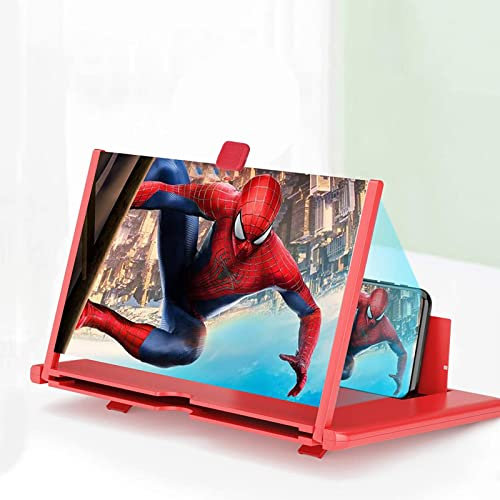 Handy Bildschirmvergrößerung,12 Zoll Handy Bildschirm Lupe,3D HD Filme Verstärker Projektor,Phone Screen Magnifier,Faltbarer Bildschirmlupe Handy, für Handy kompatibel mit Allen Smartphones (Rot)