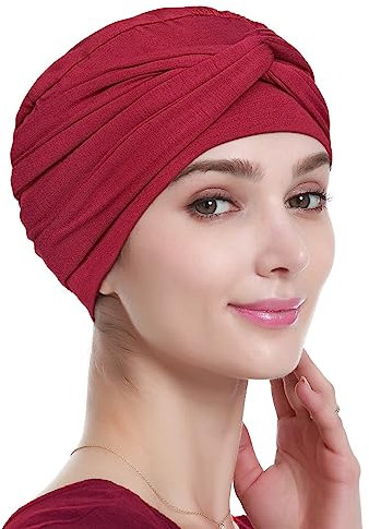 Alnorm Chemo-Totenkopf-Mützen Niedliche Mütze Seidige Bambusmütze für Damen Weinrot
